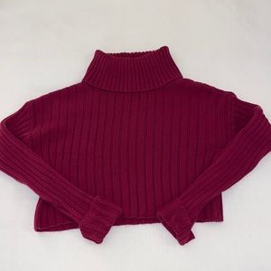 Forever 21 Magenta Long Sleeve Cropped Sweater